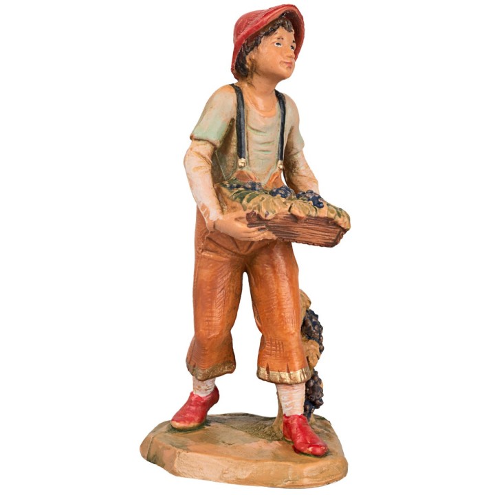 Ragazzo con cassetta d'uva 9,5 cm Fontanini