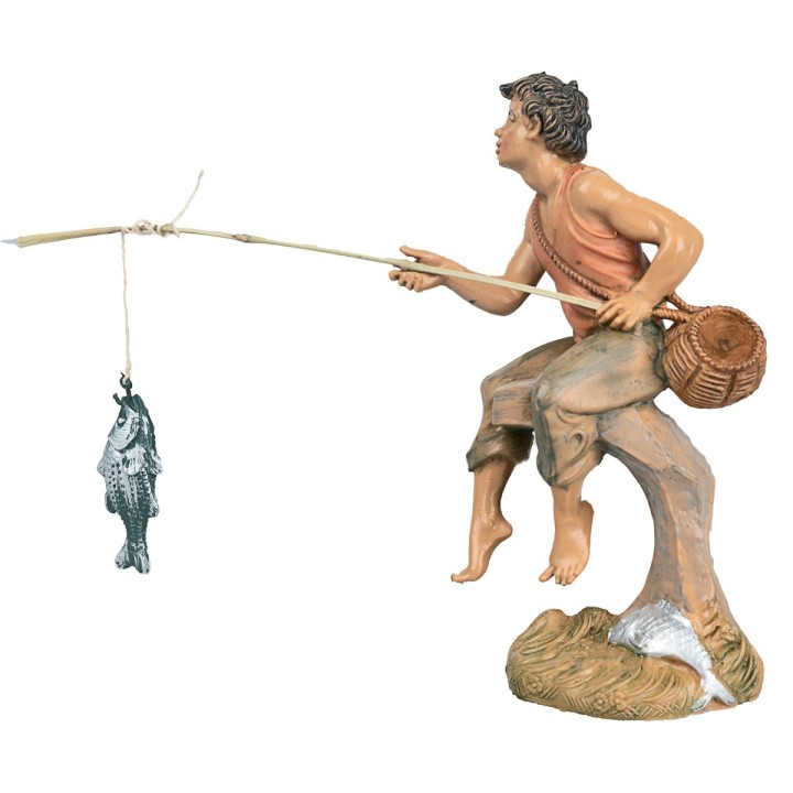 Pescatore con canna da pesca 10 cm Fontanini