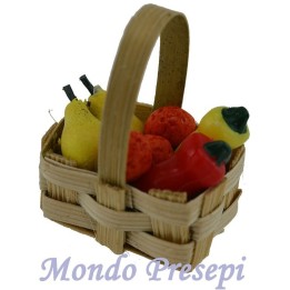 Cesto cm 2,5 con frutta e verdura -cesti per presepe