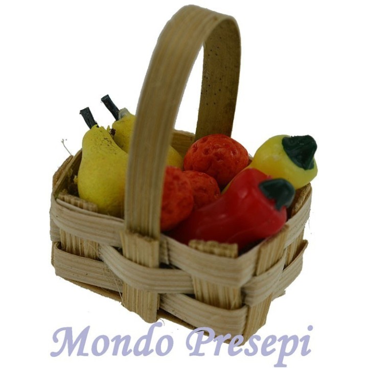 Cesto cm 2,5 con frutta e verdura -cesti per presepe