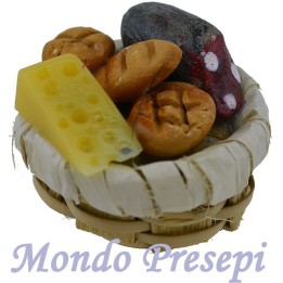 Cesta cm 3 con comida - miniaturas para belén