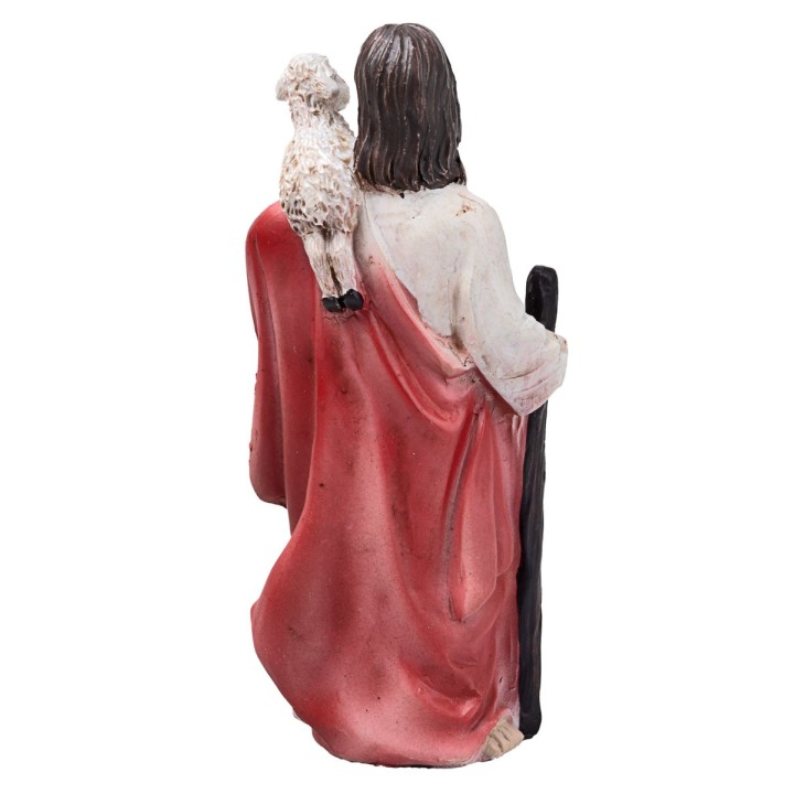 Gesù con pecorelle 10 cm in resina statuine pasquali