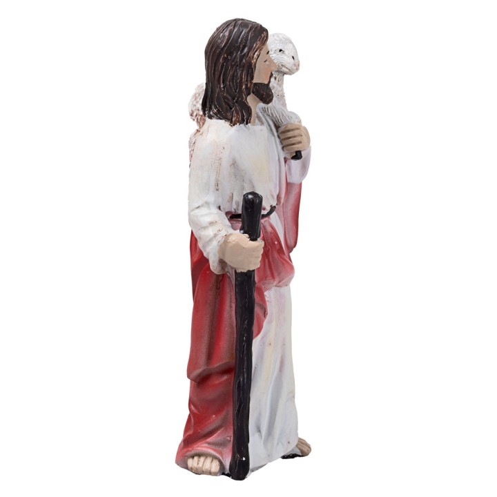 Jesus with little sheep 10 cm in resin Easter figurines