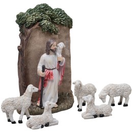 Jesus with little sheep 10 cm in resin Easter figurines