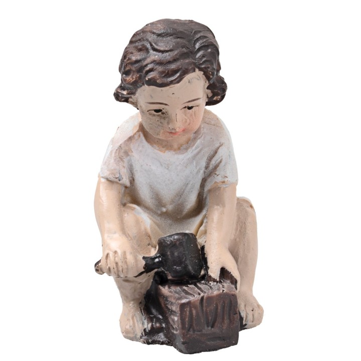 Sacra famiglia bottega da falegname 10 cm in resina