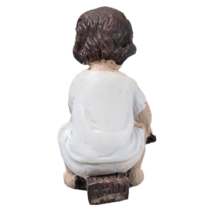 Sacra famiglia bottega da falegname 10 cm in resina