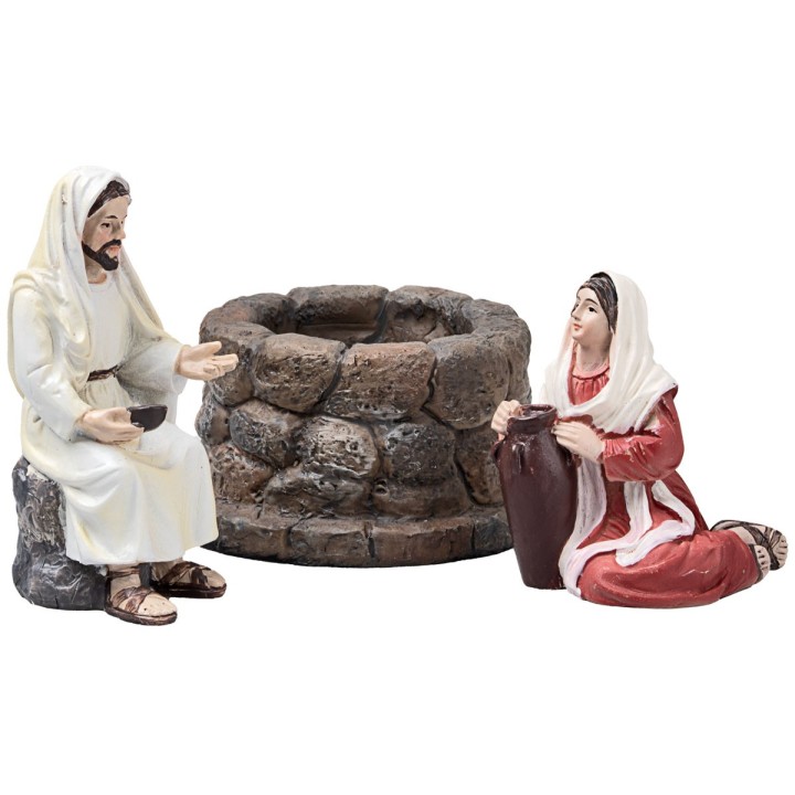 Jesús y la Samaritana en el pozo serie 10 cm en resina
