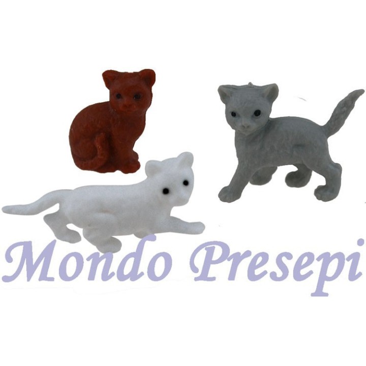 Juego de 3 gatos de PVC de 2,5-3 cm