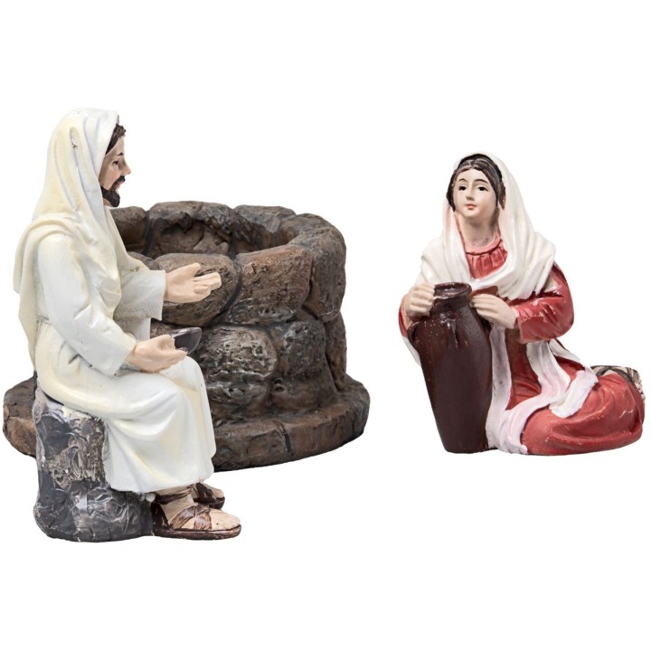 Jesús y la Samaritana en el pozo serie 10 cm en resina