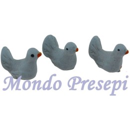 Juego de 3 palomas grises de 1,2 cm