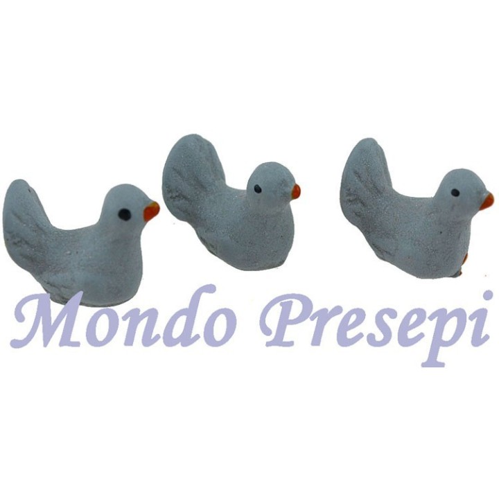 Set of 3 doves gray cm 1,2