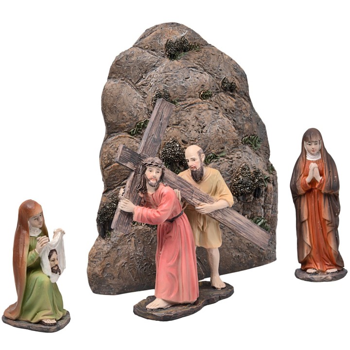 Jesus Samaritan Veronica at Calvary 10 cm in resin Easter