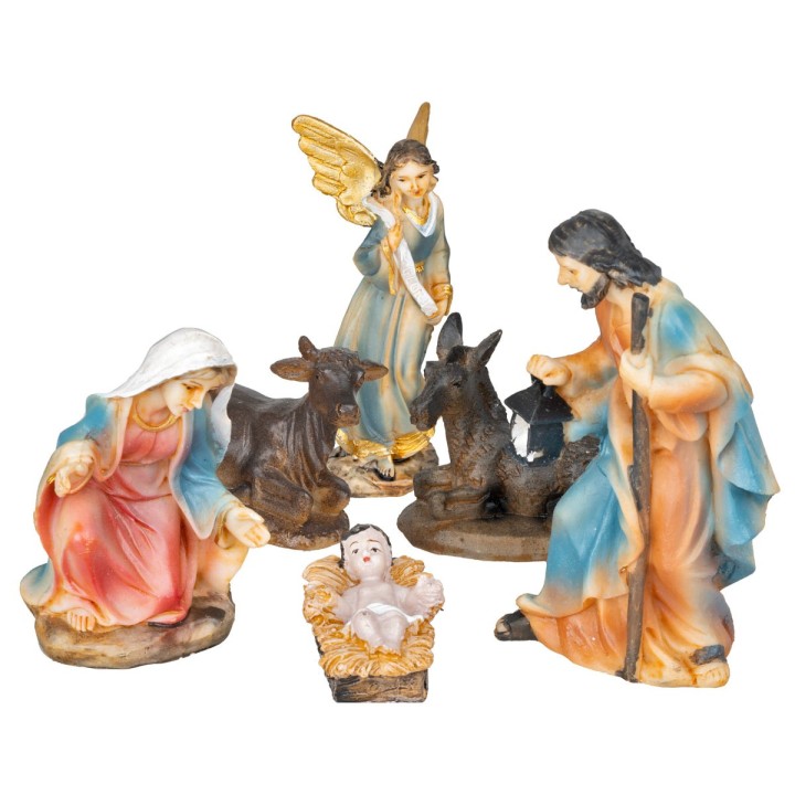 Set natività 10 soggetti 11 cm in resina