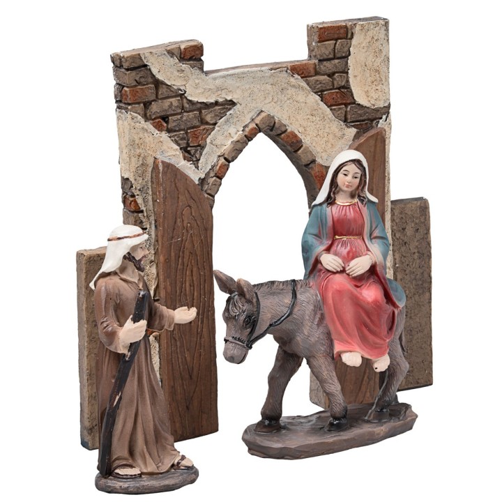 Journey of Mary and Joseph to Bethlehem 10 cm in resin Easter