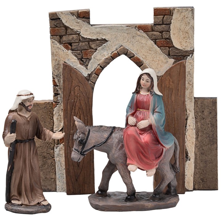 Journey of Mary and Joseph to Bethlehem 10 cm in resin Easter