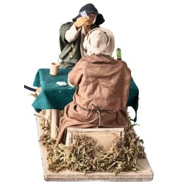 Coppia di giocatori di carte al tavolo cm 14 in movimento