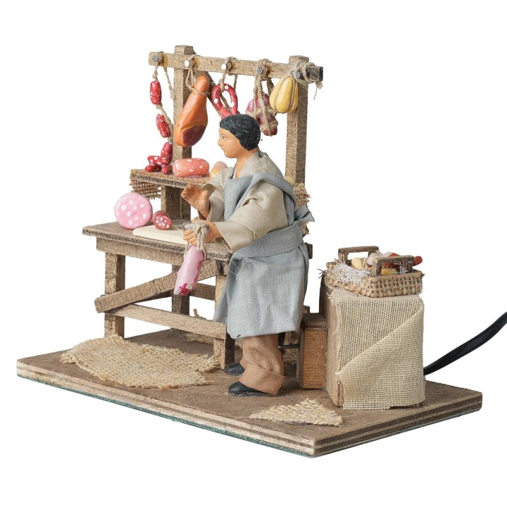 Salumiere con banchetto salumi 12 cm in movimento