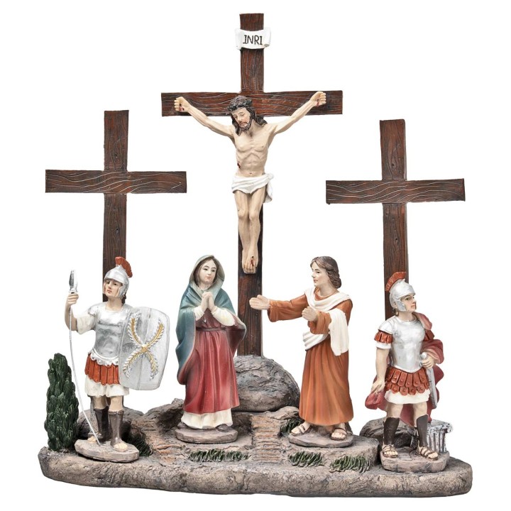 Crocifissione di Gesù 10 cm in resina statue pasquali