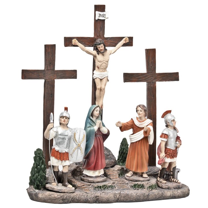 Crocifissione di Gesù 10 cm in resina statue pasquali