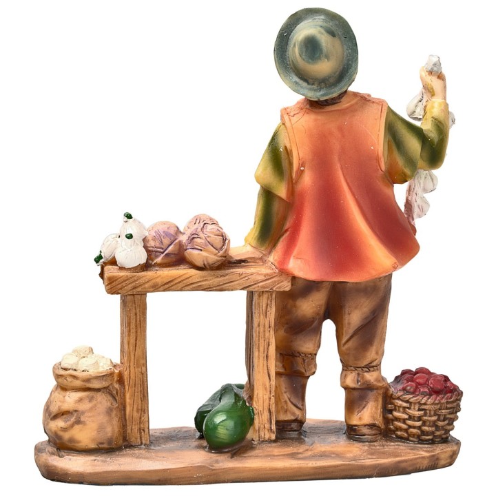 Verdulero con puesto de verduras en resina 10 cm