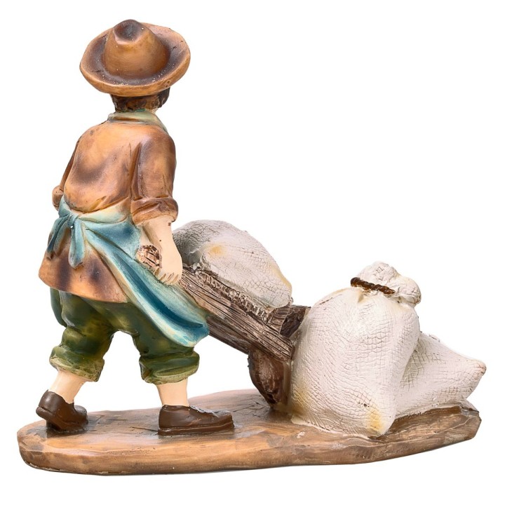 Miller in painted resin with wheelbarrow series 10 cm