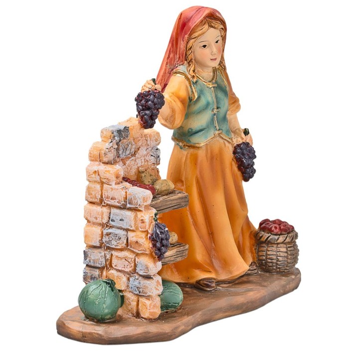 Vendedora de frutas en resina 10 cm