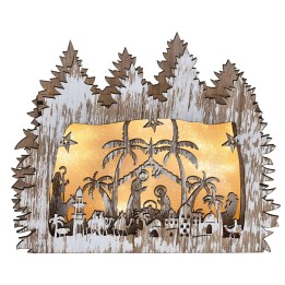 Pesebre de madera iluminado cm 26x5.5x21 h