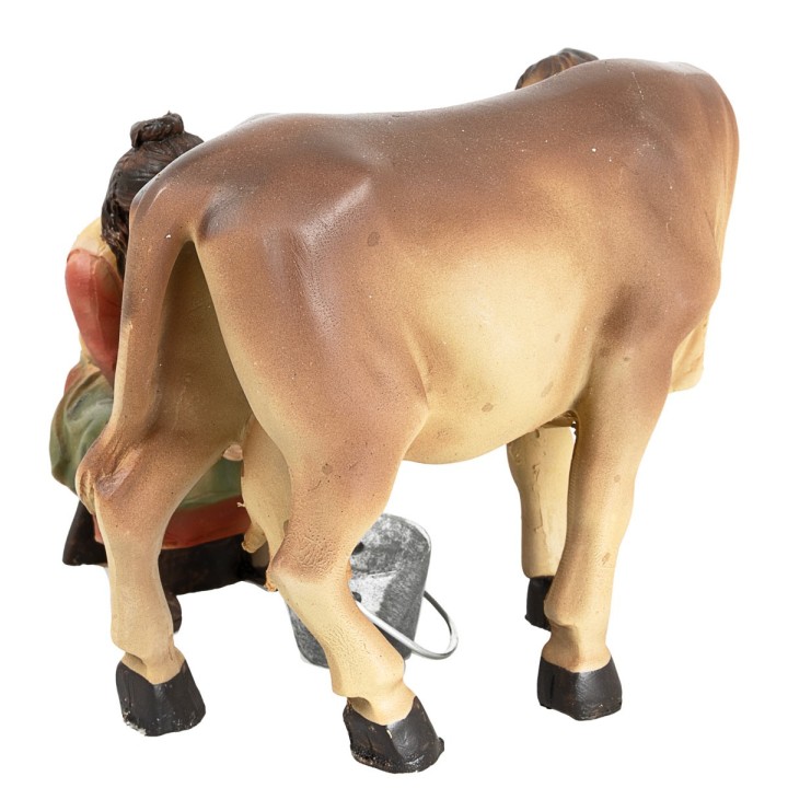 Woman milking cow series 11 cm in resin