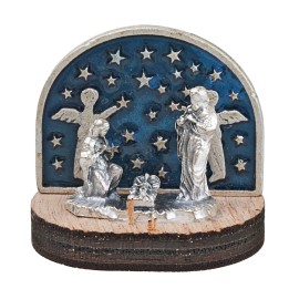 Natividad con cielo estrellado en metal cm 3,5x2,5x3 h