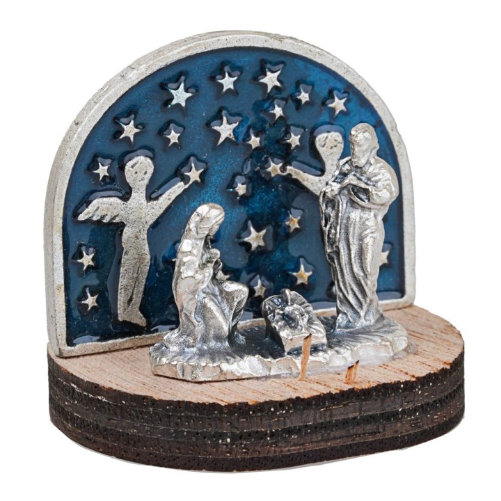 Natività con cielo stellato in metallo cm 3,5x2,5x3 h