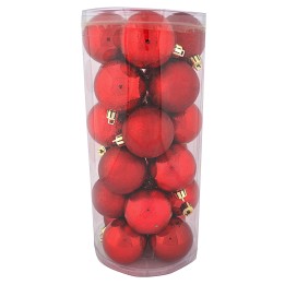 Conjunto de 24 esferas rojas ø 6 cm para árbol de Navidad