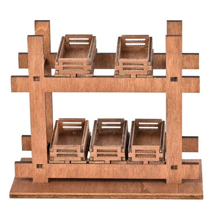 Puesto de madera con cajas cm 14x6.5x11.5 h