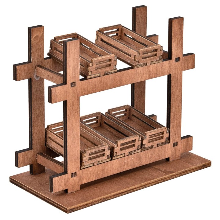 Puesto de madera con cajas cm 14x6.5x11.5 h