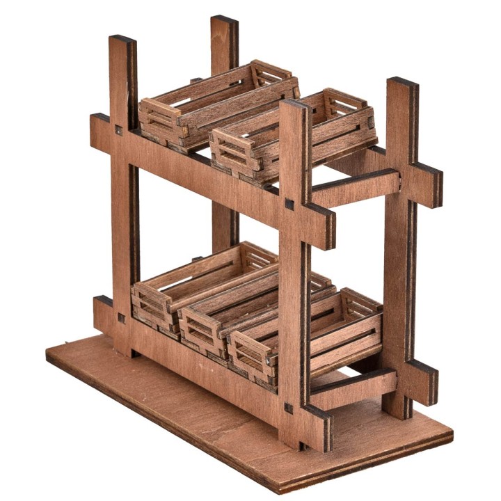 Puesto de madera con cajas cm 14x6.5x11.5 h