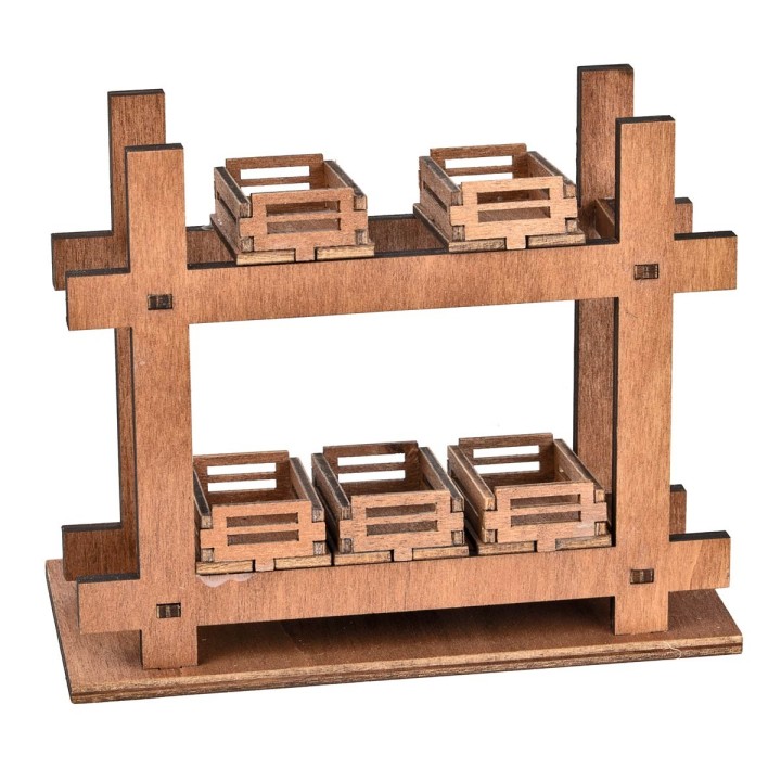 Puesto de madera con cajas cm 14x6.5x11.5 h