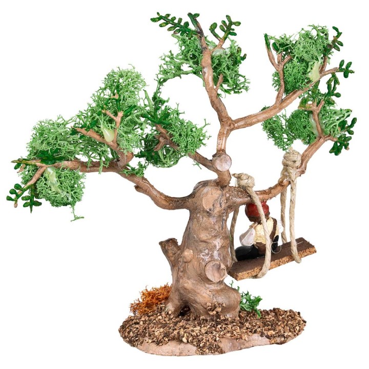 Bambino su altalena appesa a un albero h 16,5 cm