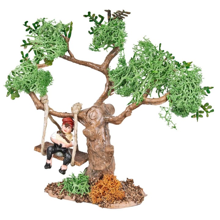 Bambino su altalena appesa a un albero h 16,5 cm