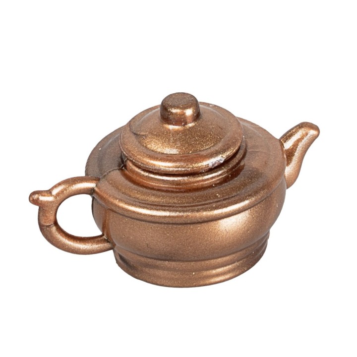 Miniature copper-colored PVC teapot Ø 2 cm