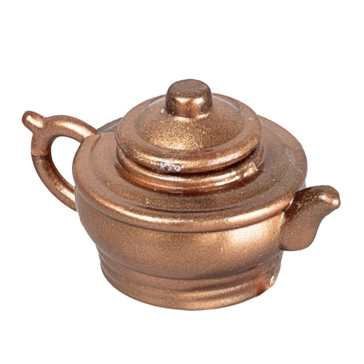 Miniature copper-colored PVC teapot Ø 2 cm