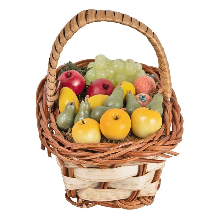 Cesto in vimini con frutta assortita in miniatura cm 6,5x5x7 h