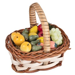 Cesto in vimini con frutta assortita in miniatura cm 6,5x5x7 h