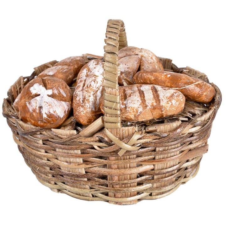 Cesta de mimbre con pan surtido cm 6,5x4x5 h