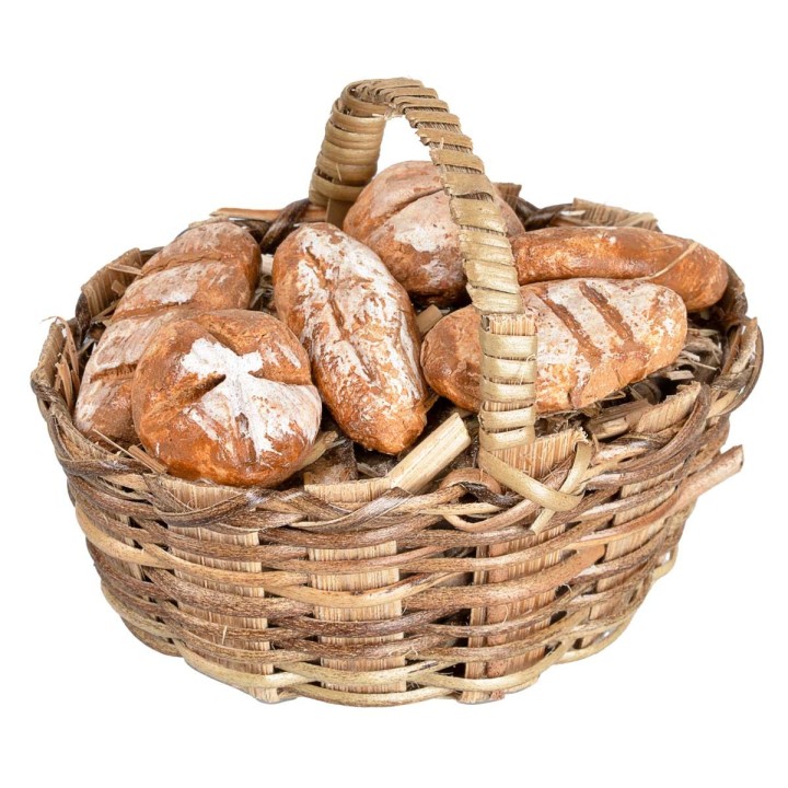 Cesto in vimini con pane assortito cm 6,5x4x5 h