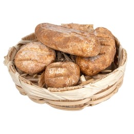 Cesta bassa in vimini con panini assortiti in miniatura Ø 4