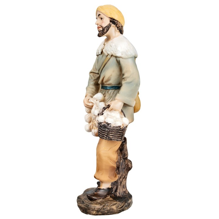 Uomo con ceppi d'aglio 15 cm in resina