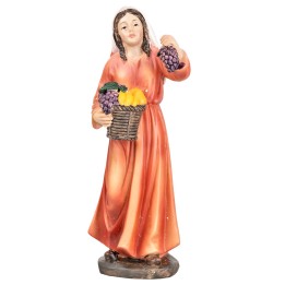 Donna con cesto di frutta in mano 15 cm in resina