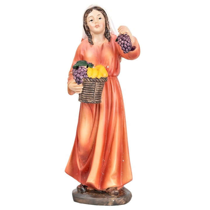 Woman with fruit basket in hand 15 cm in resin