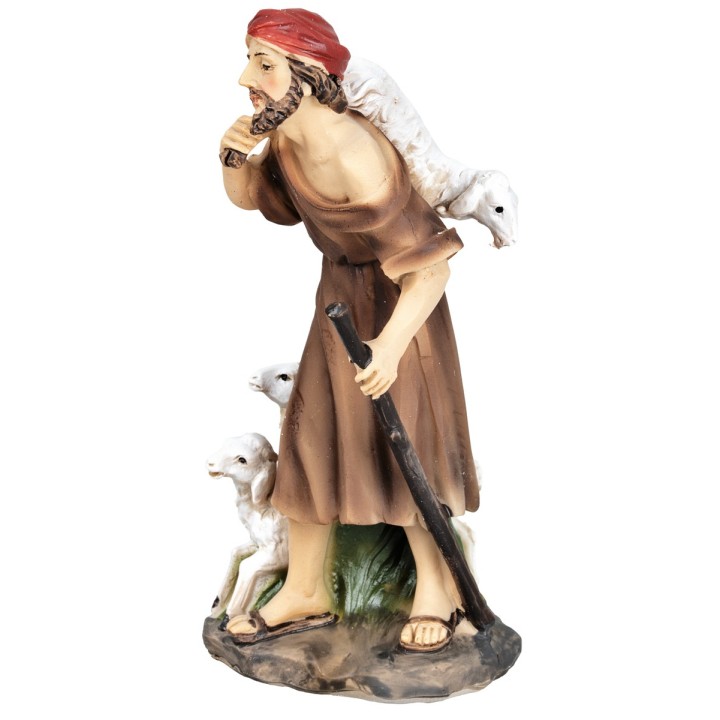 Shepherd with lamb on his shoulders 11 cm in resin