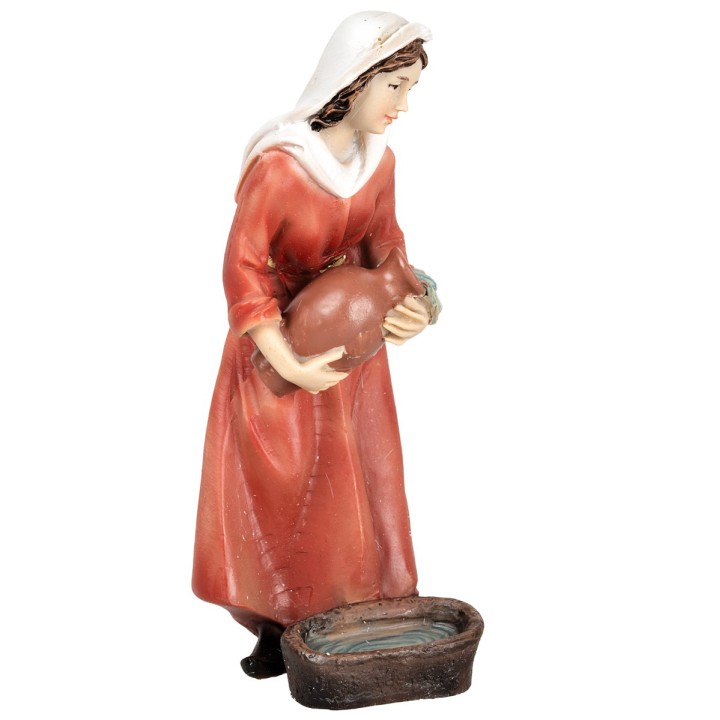 Mujer con jarra vertiendo agua 11 cm en resina