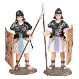 Set de 2 soldados romanos con lanza y escudo 8,5 cm